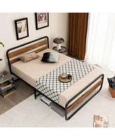 Sugift Arc Platform Bed with Headboard and Footboard