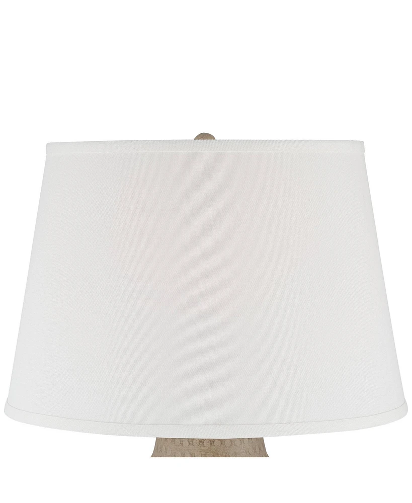 Barnes and Ivy Brighton 27 1/4" Tall Hammered Pot Farmhouse Rustic Modern Coastal Table Lamp Beige Finish Metal Single White Shade Living Room Bedroom