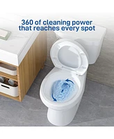 gaomon Two-Piece Toilet with Toilet Seat and Wax Ring, Round Toilets for Bathrooms, 1.28 Siphonic Flush Toilet (Toilet Seat Included)
