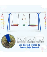 Slickblue Kids 5-in-1 Outdoor Swing Set – Multifunctional Playground Set for Backyard Fun