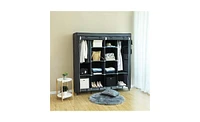 Slickblue 67" Portable Wardrobe Storage Rack with 12 Shelves and 4 Side Pockets for Organized Clothes Storage