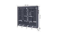 Slickblue 67" Portable Wardrobe Storage Rack with 12 Shelves and 4 Side Pockets for Organized Clothes Storage