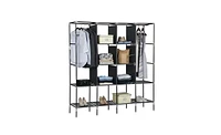 Slickblue 67" Portable Wardrobe Storage Rack with 12 Shelves and 4 Side Pockets for Organized Clothes Storage