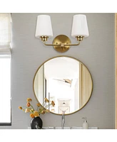 Flynama 2-Light White Plus Gold Bathroom Vanity Light with Shade