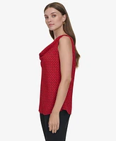 Halston Women's Logo-Print Draped-Neck Sleeveless Top