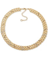 Anne Klein Gold-Tone Crystal Pave Sculptural Braid-Look Collar Necklace, 16" + 3" extender