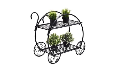 Slickblue Paint With Handle Cart Shape 2 Layer Plant Stand