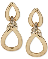 Anne Klein Gold-Tone Crystal Polished Twist Double Drop Earrings