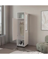 Ambler Armoire with 1 Door, 3 Shelves, and Full-Length Mirror, Black