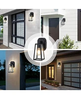 Flynama 1-Light Matte Black Non-Motion Sensing Outdoor Hardwired Wall Sconce Light with Socket, Bulb Not Included