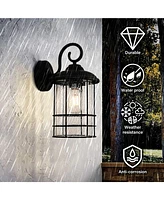 Flynama 1-Light Textured Black not Motion Sensing Dusk to DaWn Outdoor HardWired Wall Lantern Sconce With Led