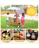 Hongge Wooden Play Cart for Toddlers Over 3 Years Old with Sun Proof Umbrella