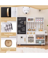Hongge Pretend Play Kitchen for Kids with Real Sounds and Lights