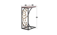 Slickblue Brown Leaf Pattern Iron Side Table, Elegant Coffee Table for Living Room or Patio