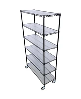 Slickblue Heavy-Duty 6000 lbs Capacity 6-Tier Nsf Metal Wire Shelving Unit with Wheels and Liners, 84"H x 48"L x 20"D