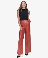 Halston Women's Faux-Leather Straight-Leg Pants