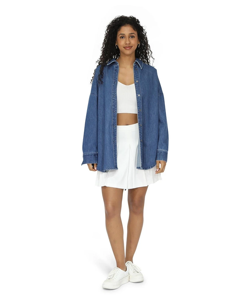 Belle & Bloom Women's Into Him Oversized Denim Shirt