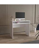 Depot E-Shop Craig Computer Desk with 1 Shelf, White