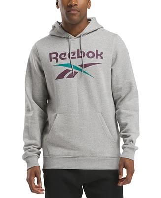 Reebok Men's Identity Classic-Fit Stacked Logo-Print Fleece Hoodie