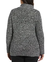 Rafaella Plus Size Boucle Asymmetrical Button Sweater