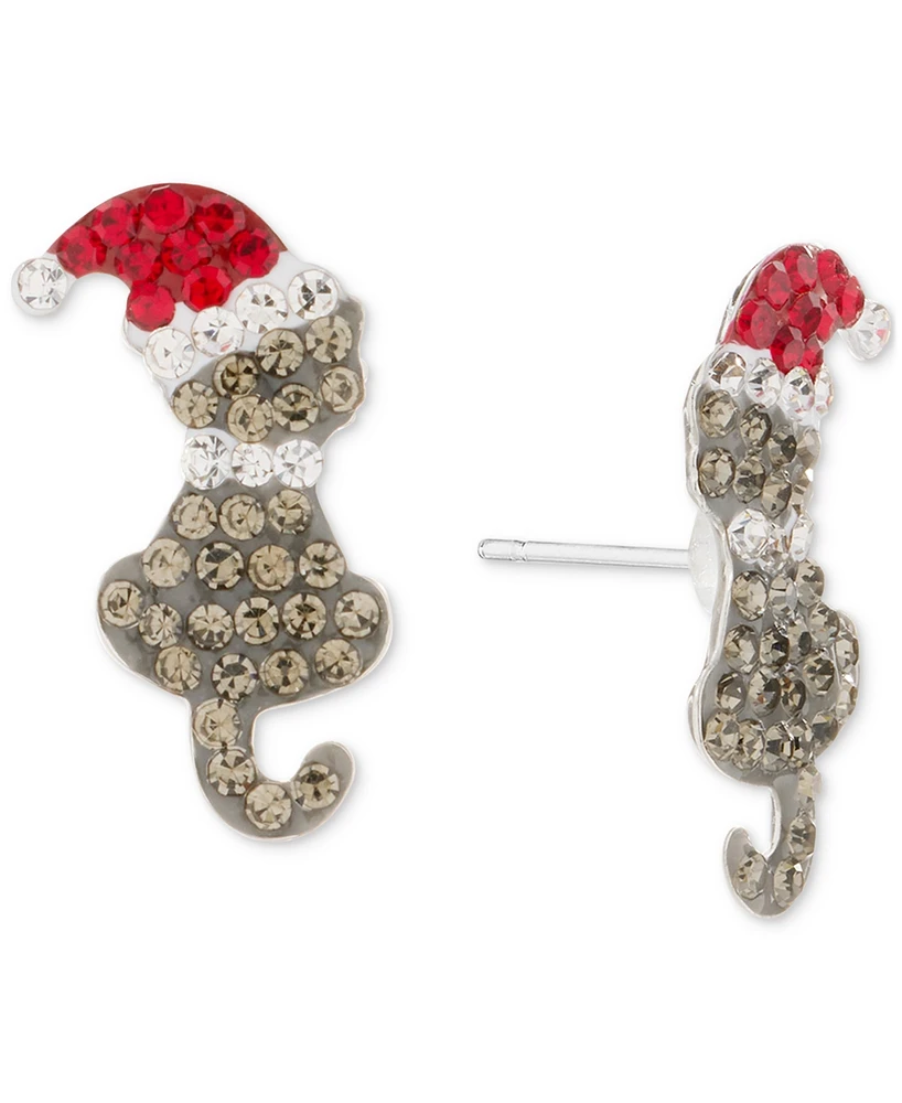 Crystal Santa Hat Cat Stud Earrings, Exclusively at Macy's