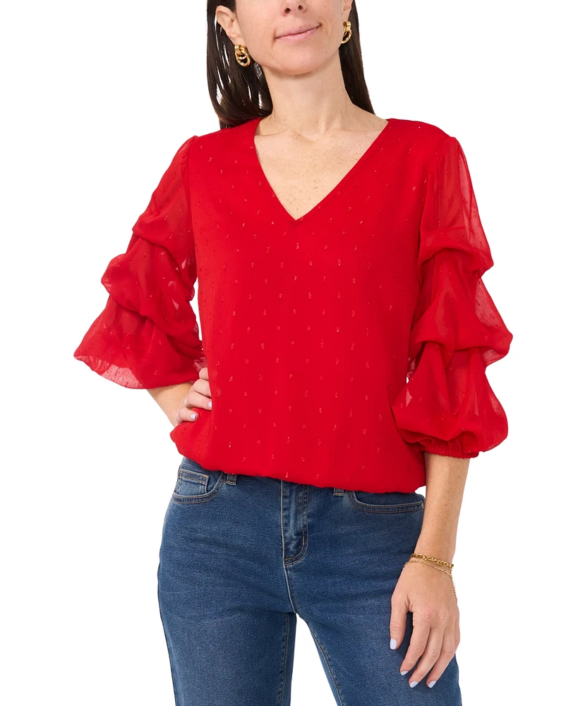 Sam & Jess Women's Solid-Color Lantern-Sleeve Blouse