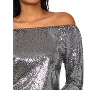 Sam & Jess Women's Metallic Off-the-Shoulder Bell-Sleeve Top