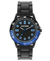 Steve Madden Men's Casual Blue and Black Alloy Metal Watch, 44mm