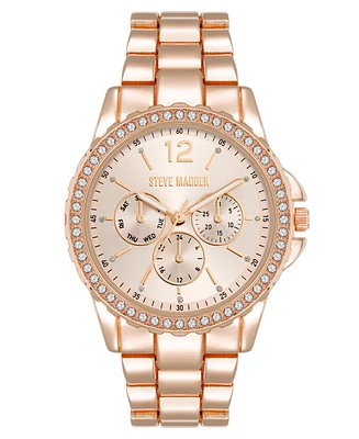 Steve Madden Women's Modern Rose Gold-Tone Alloy Metal Bracelet Watch, 38mm - Rose Gold