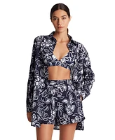 Lauren Ralph Women's Floral-Print Swim Cover-Up Set