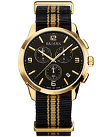 Balmain Men's Swiss Chronograph Madrigal Black Striped Nato Strap Watch 42mm