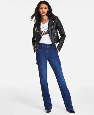 Guess Women's Cargo Mini Bootcut Jeans