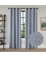 Awesome Home Linen Texture 100% Blackout Grommet Curtains Pair(2 Panels), Blue, 52"×108"