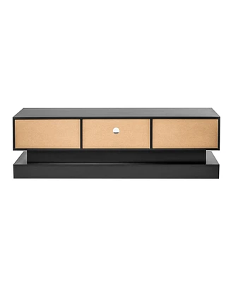 Slickblue 63-Inch Black Modern Tv Stand with Led Lights and High Gloss Front, Perfect for Lounge Room, Living Room, or Bedroom