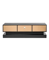 Slickblue 63-Inch Black Modern Tv Stand with Led Lights and High Gloss Front, Perfect for Lounge Room, Living Room, or Bedroom