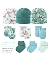 The Peanutshell Baby Boys Newborn Layette Gift Set for Baby Baby Girls, Blue Green Wild Jungle, 16 Essential Pieces