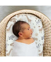 The Peanutshell Safari Neutral Bassinet Sheets for Newborn Baby Boy & Baby Girl, 4 Pack Set