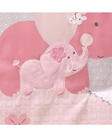 The Peanutshell Pink Elephant 8 Piece Baby Nursery Crib Bedding Set, Quilt, Crib Sheets, Crib Skirt, and Mobile