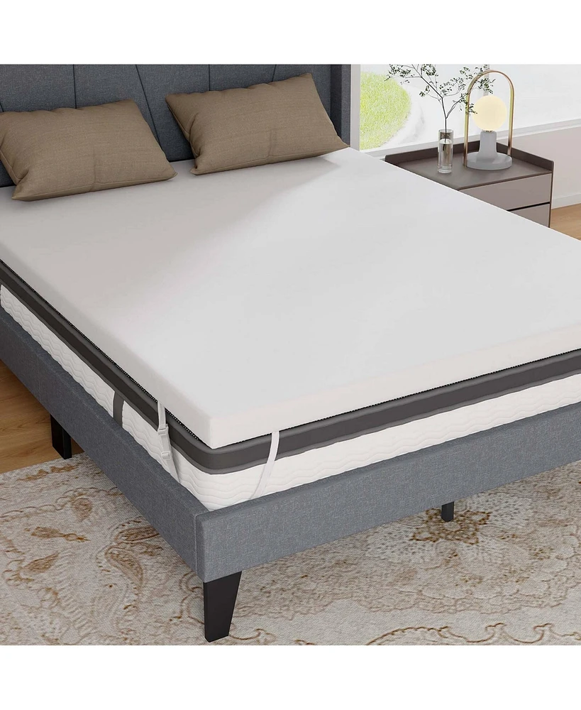 Costway 3" Gel-Infused Memory Foam Mattress Topper with Removable & Washable Cover