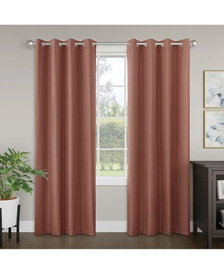 Awesome Home Brushed Serengeti Stria 100% Blackout Grommet Pair (2 panels