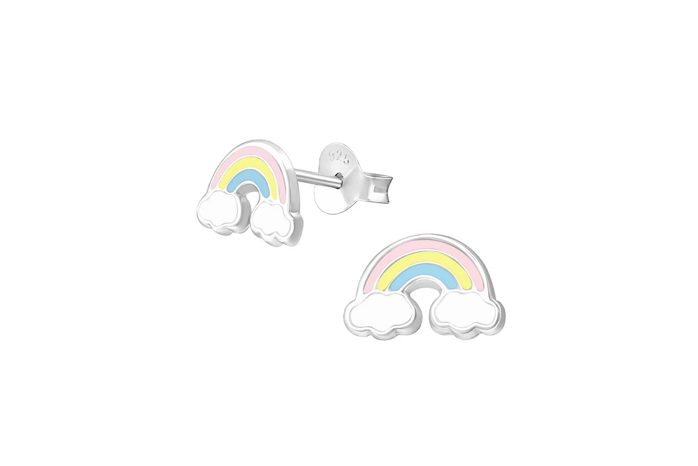 Lily Nily Girls Rainbow Stud Earrings in Sterling Silver