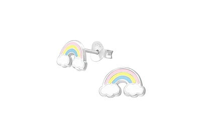 Lily Nily Girls Rainbow Stud Earrings in Sterling Silver