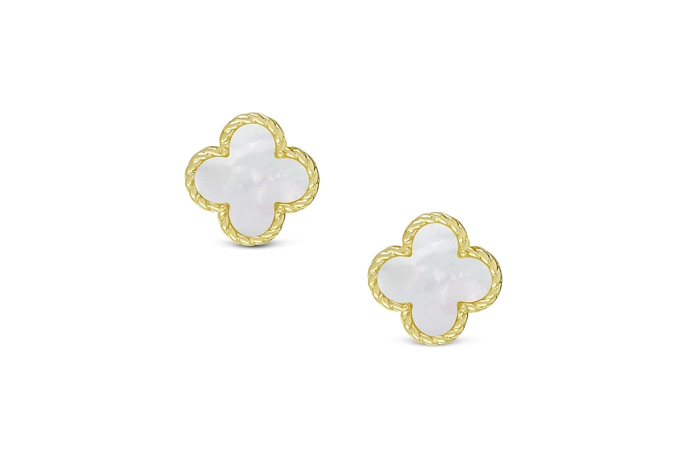 Lily Nily Girls Mother of Pearl Clover Stud Earrings