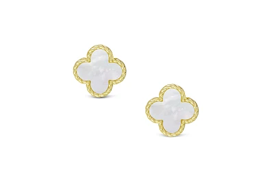 Lily Nily Girls Mother of Pearl Clover Stud Earrings