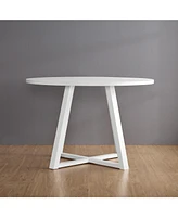 3-Piece Round Dining Set, Trestle Dining Table with 2 Stylish Chairs