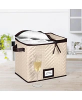 Florida Brands Wine Glass Storage Box with Dividers - Holds 12 Champagne Flute Glasses up to 10" Tall