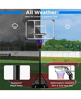 Hongge 4.9-10 Feet Adjustable Basketball Hoop with Shatterproof Backboard