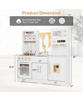 Hongge Pretend Play Kitchen for Kids with Coffee Maker