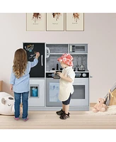 Hongge Toddler Pretend Play Kitchen for Boys and Girls 3-6 Years Old-White