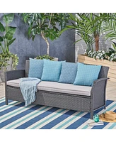 Slickblue Stylish 3-Seater Outdoor Sofa Wicker with Water-Resistant Cushions